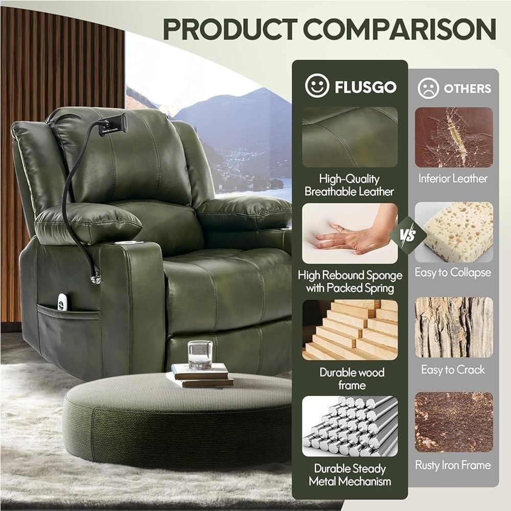 Leather Massage Lift Rocker Recliner