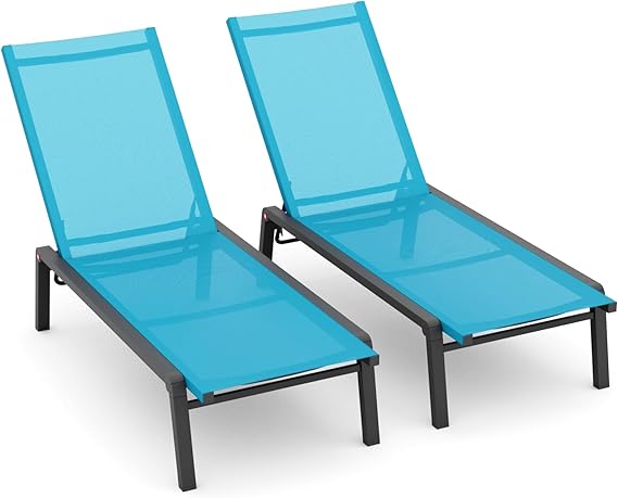 Adjustable Foldable Chaise Lounge Chair Set of 2