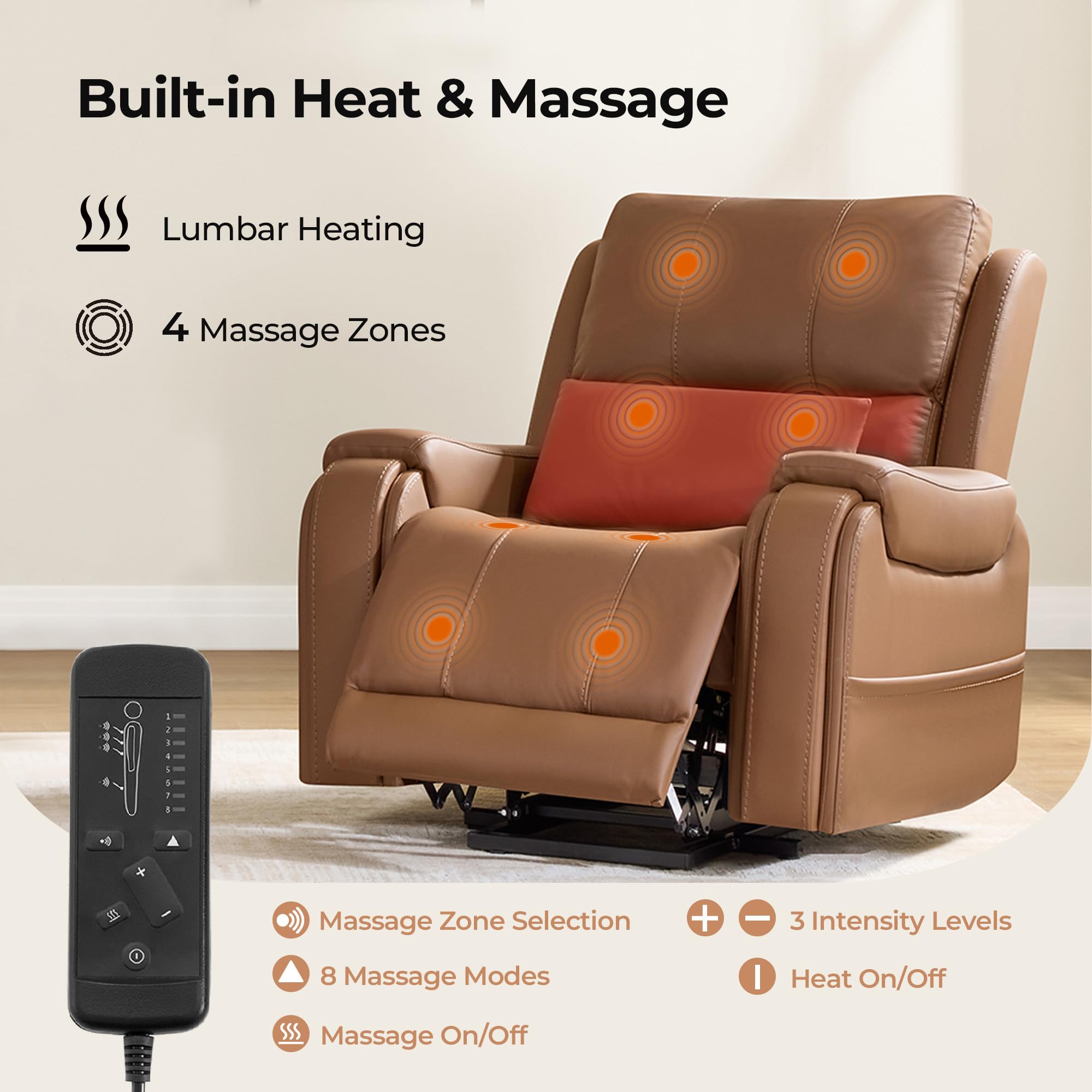Power Lift Recliner Chair with Heat and Massage