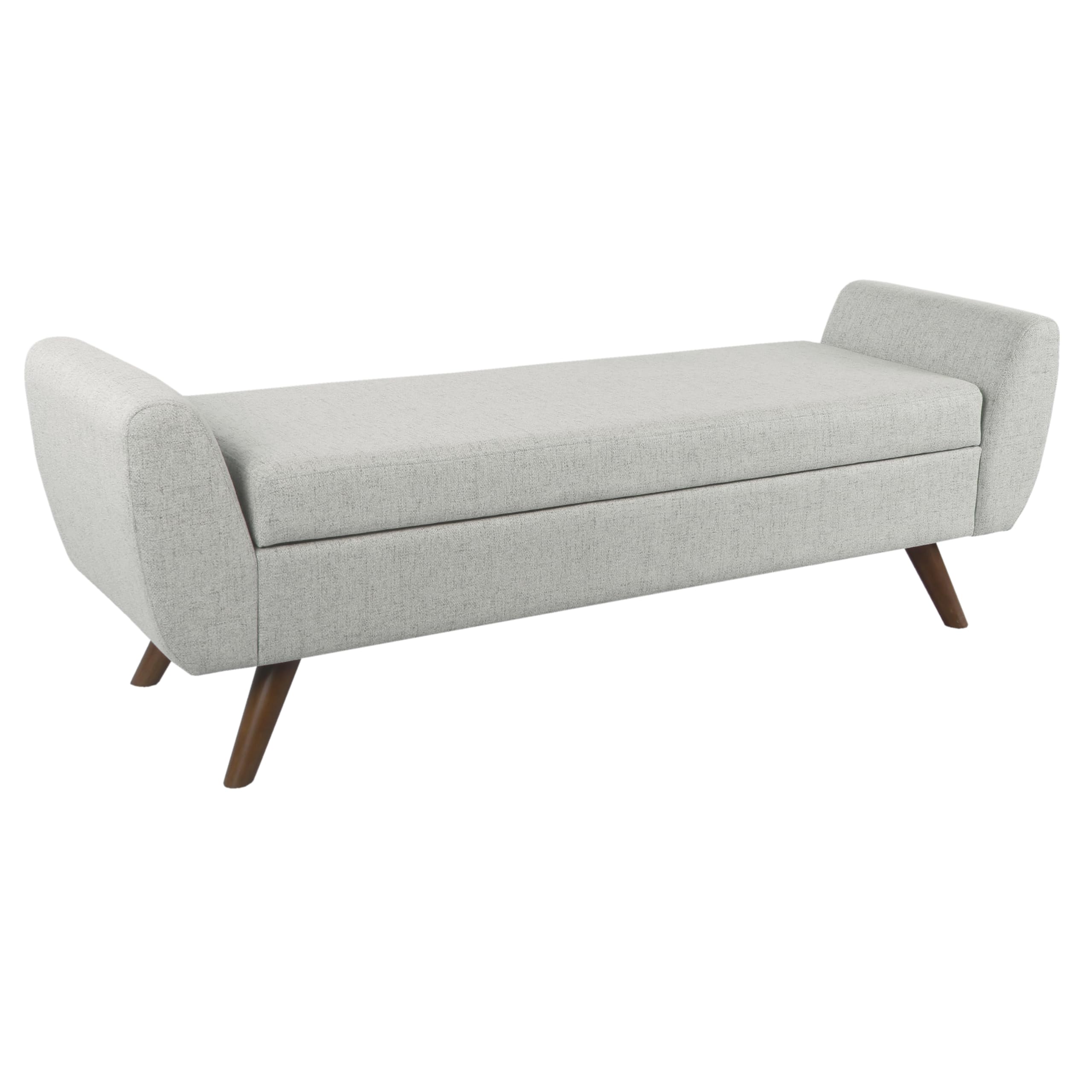 Modern Storage Bench with Wood Legs - Light Gray Woven