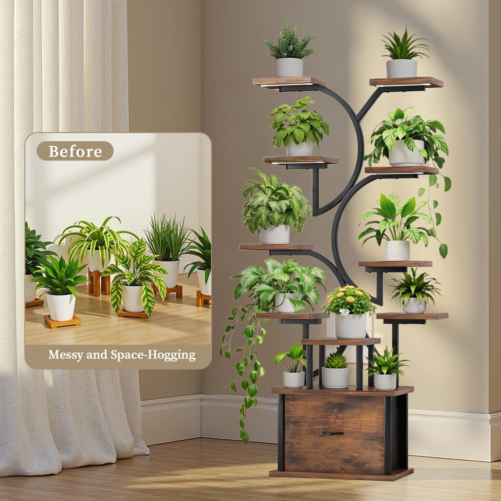 11-Tier Plant Stand with Grow Light