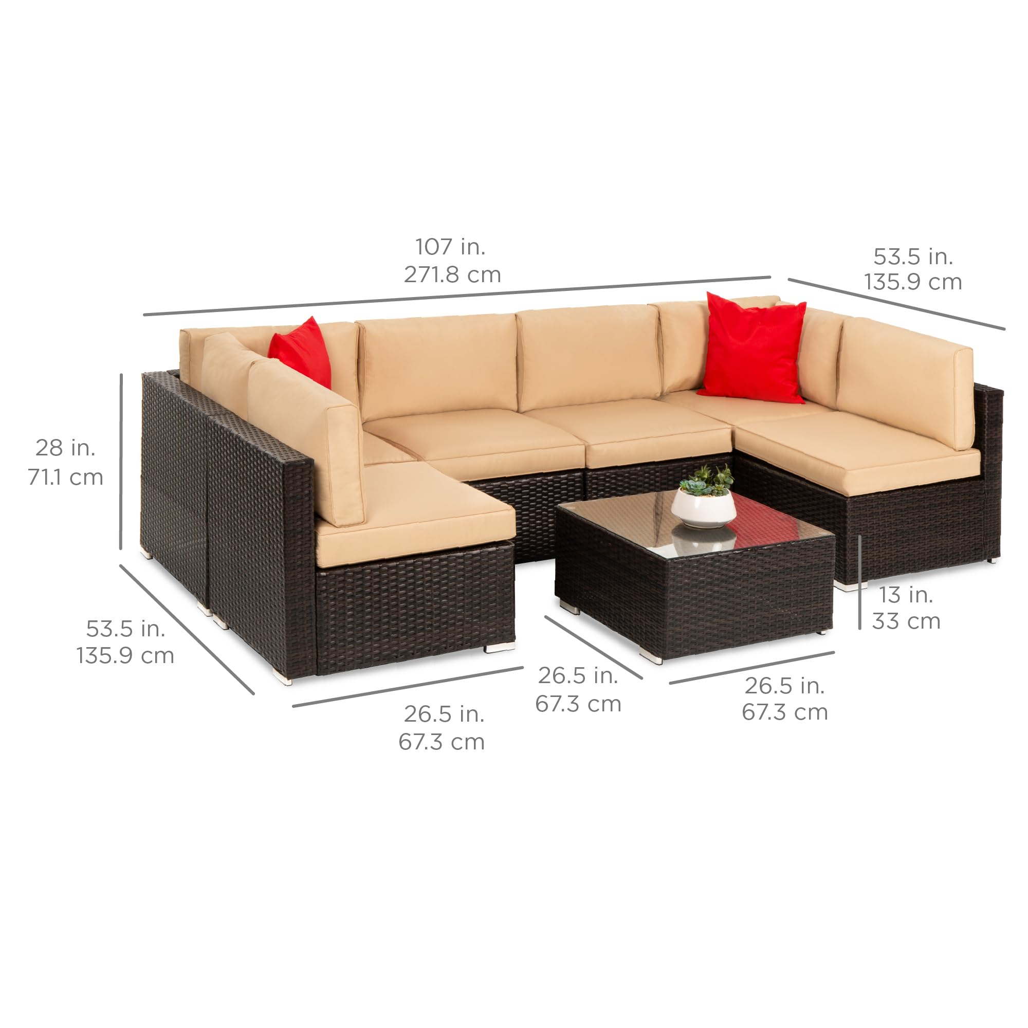 7-Piece Modular Wicker Patio Sectional Set
