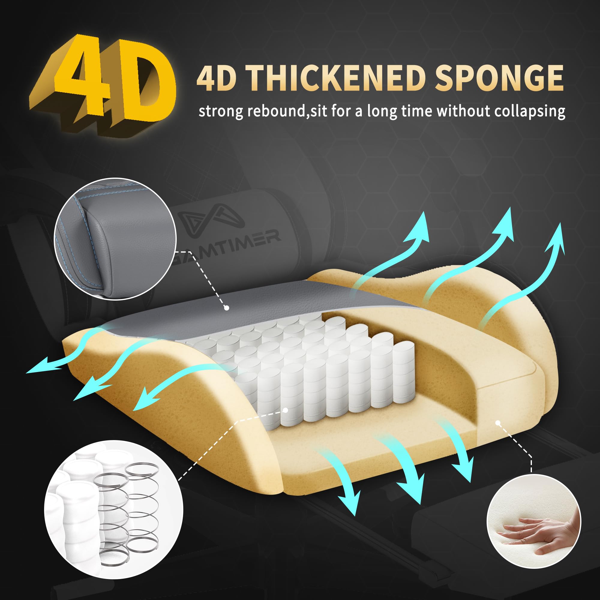 High Back Gaming Chair with Footrest and Lumbar Support