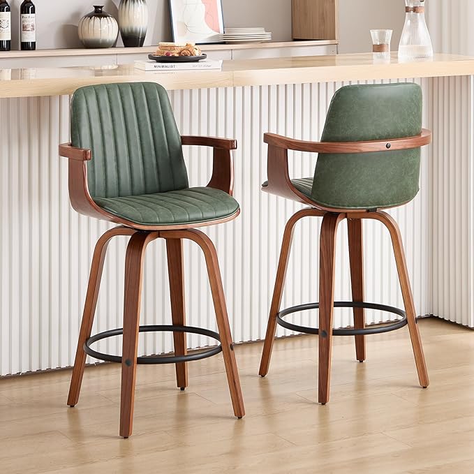 Counter Height Swivel Bar Stools Set of 2 with High Backs