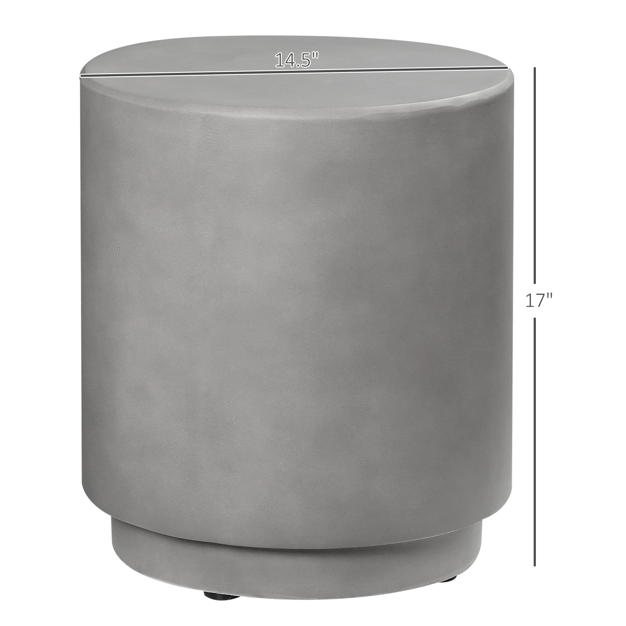Outdoor Side Table Round Concrete Finish Light Gray