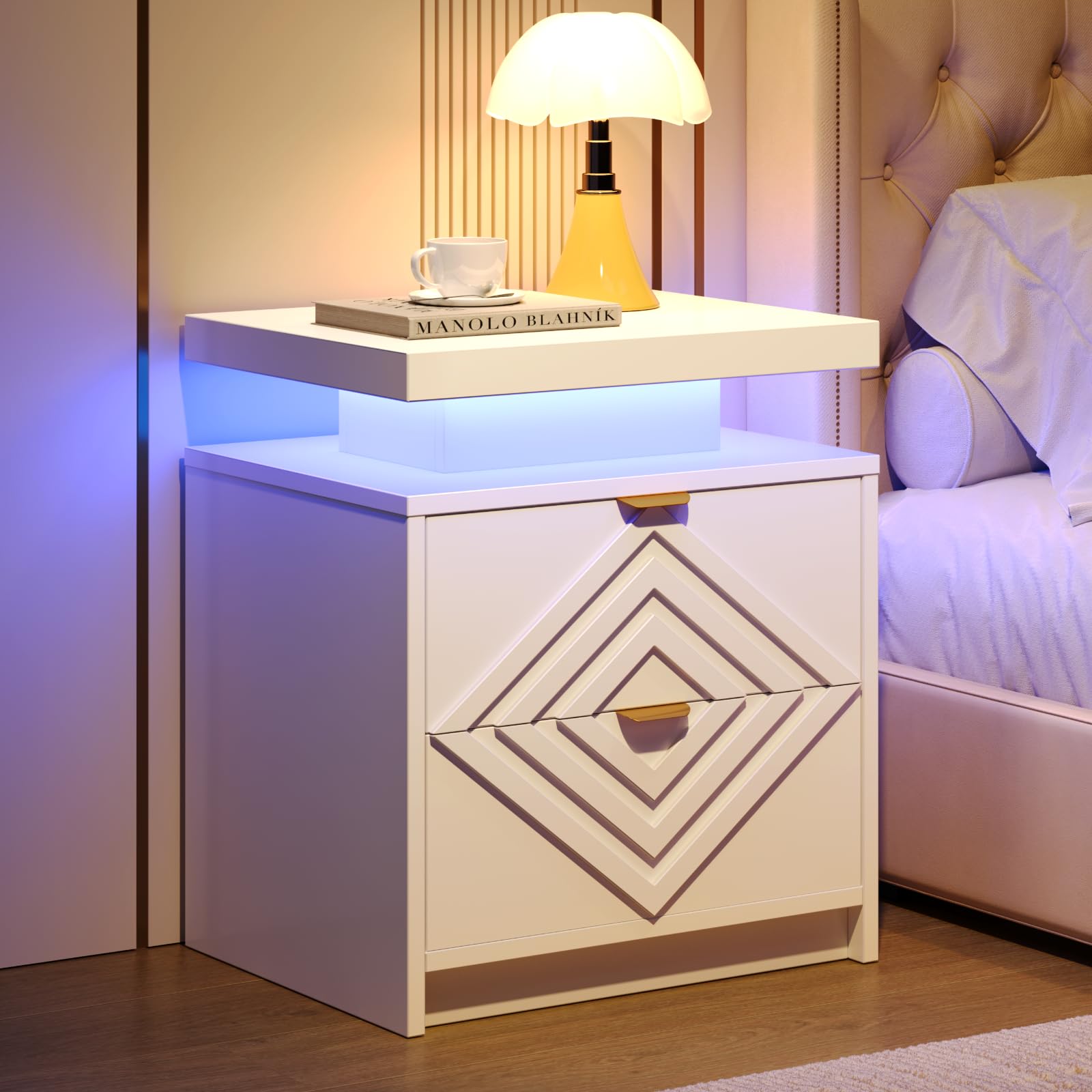 LED Nightstand with Charging Station