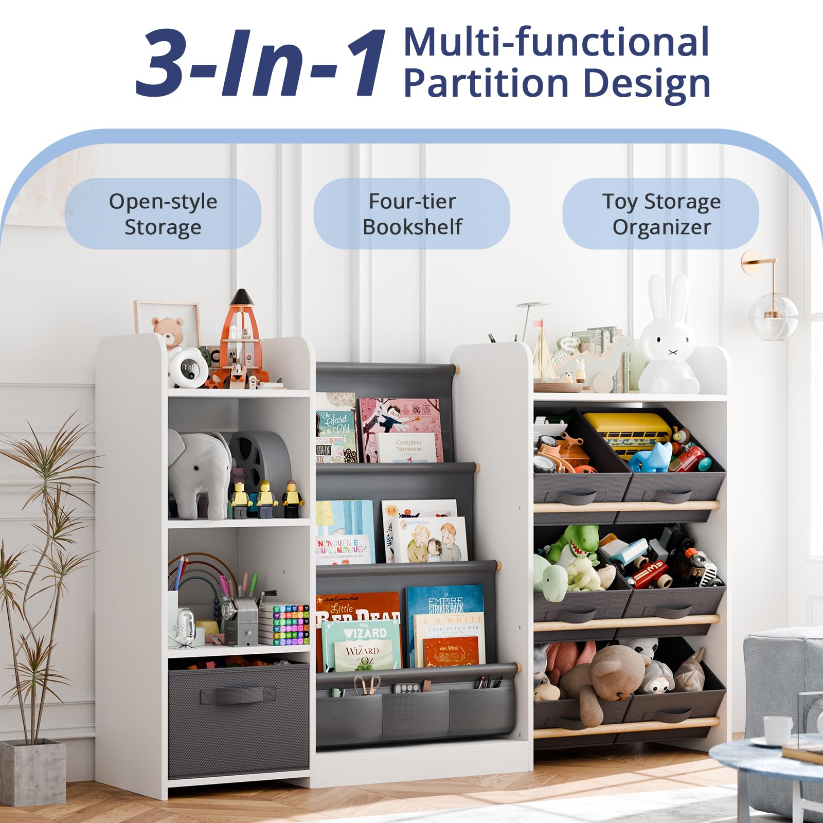 Kids Toy Book Storage Organizer with 7 Bins