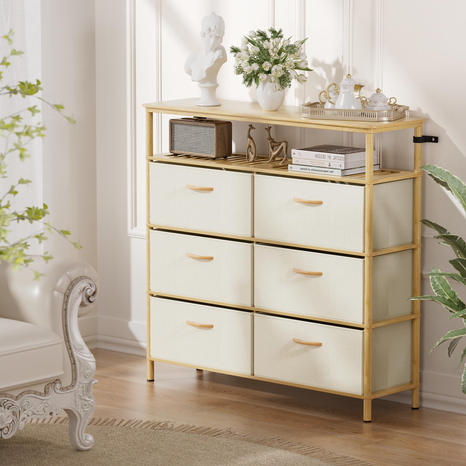 Solid Wood Dresser with 6 Drawers