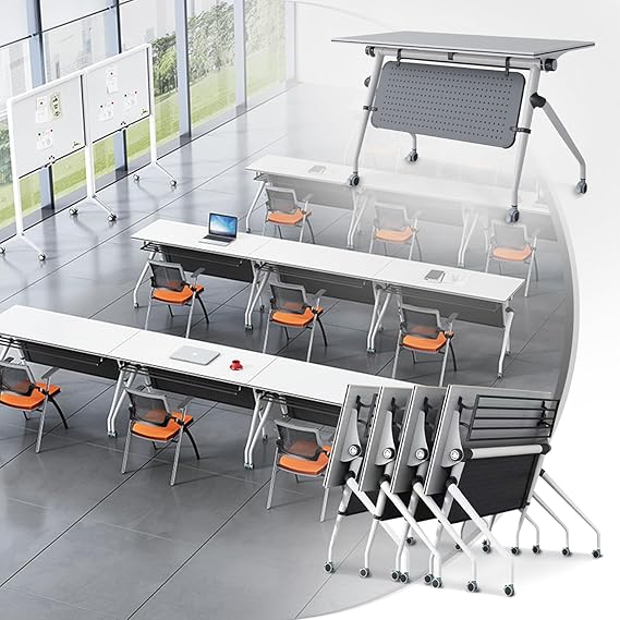 Folding Conference Table with Wheels - 47.2 Inch Mobile Training Table
