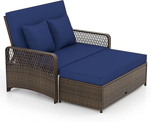 Patio Rattan Daybed with Adjustable Backrest