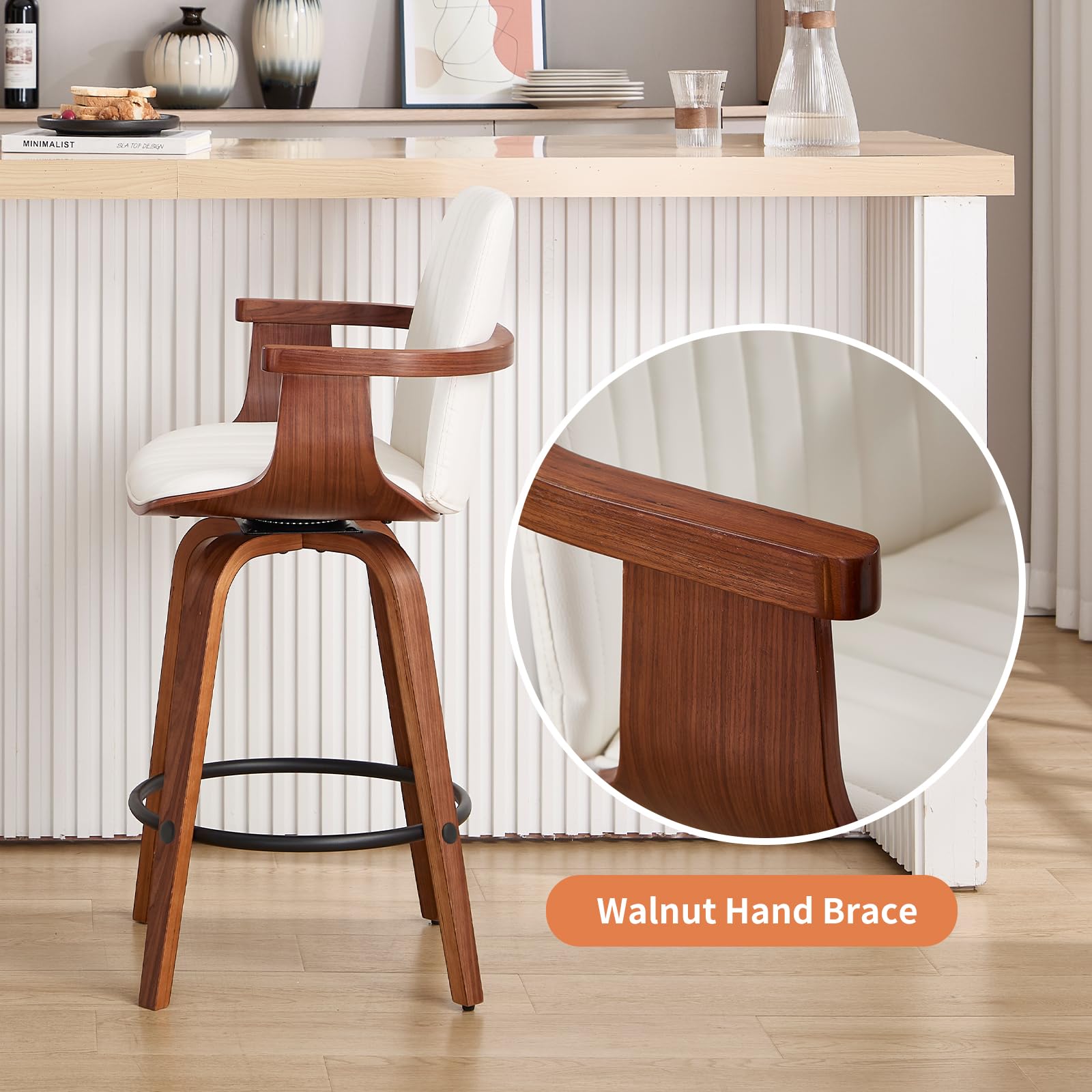 Counter Height Swivel Bar Stools Set of 2 with High Backs