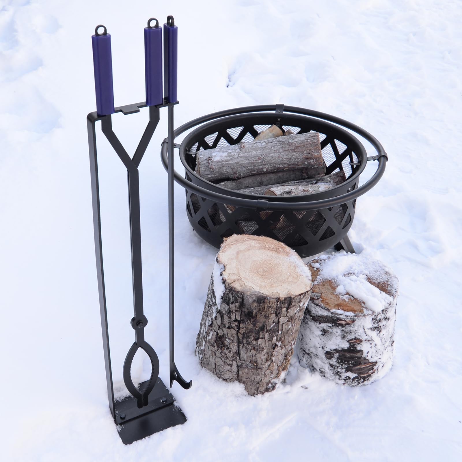 40" Fire Pit Tool Set with Poker and Log Grabber