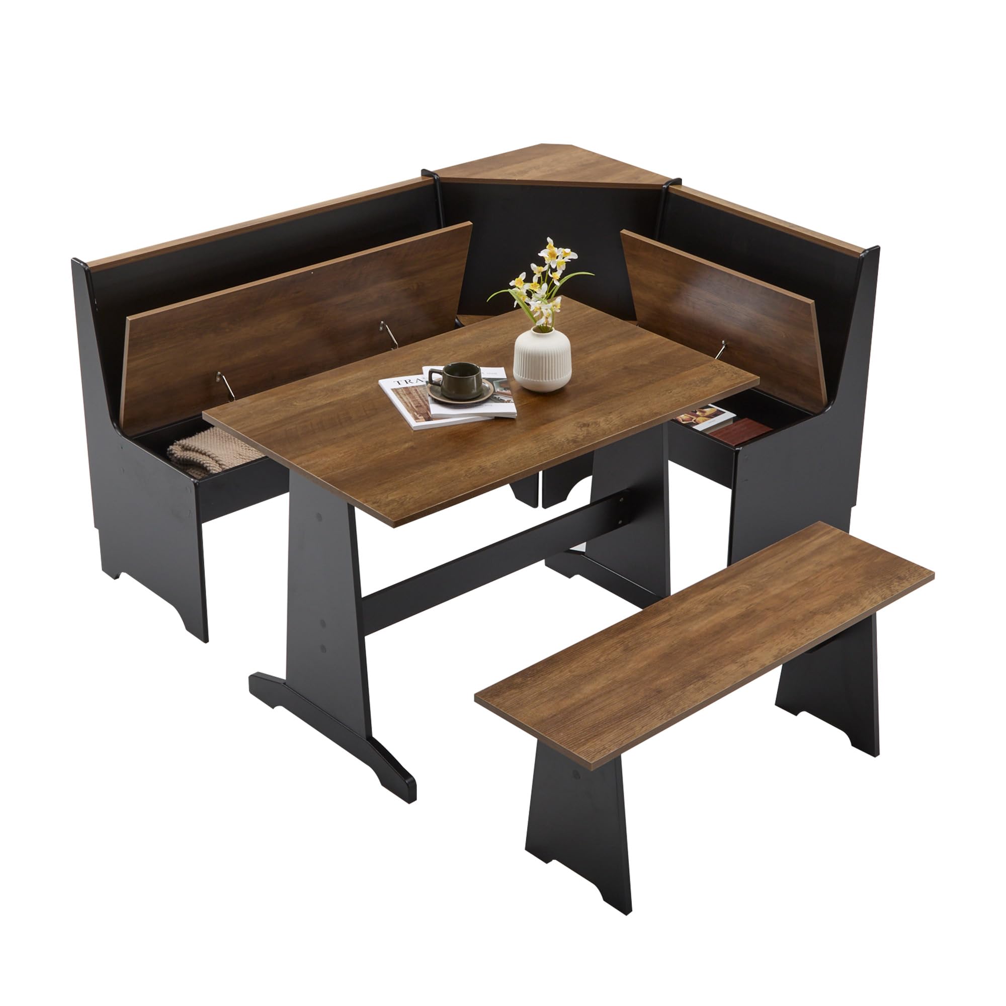 3-Piece L-Shaped Corner Dining Set with Storage