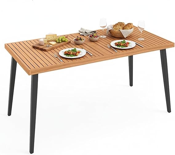 63" Acacia Wood Patio Dining Table for 6