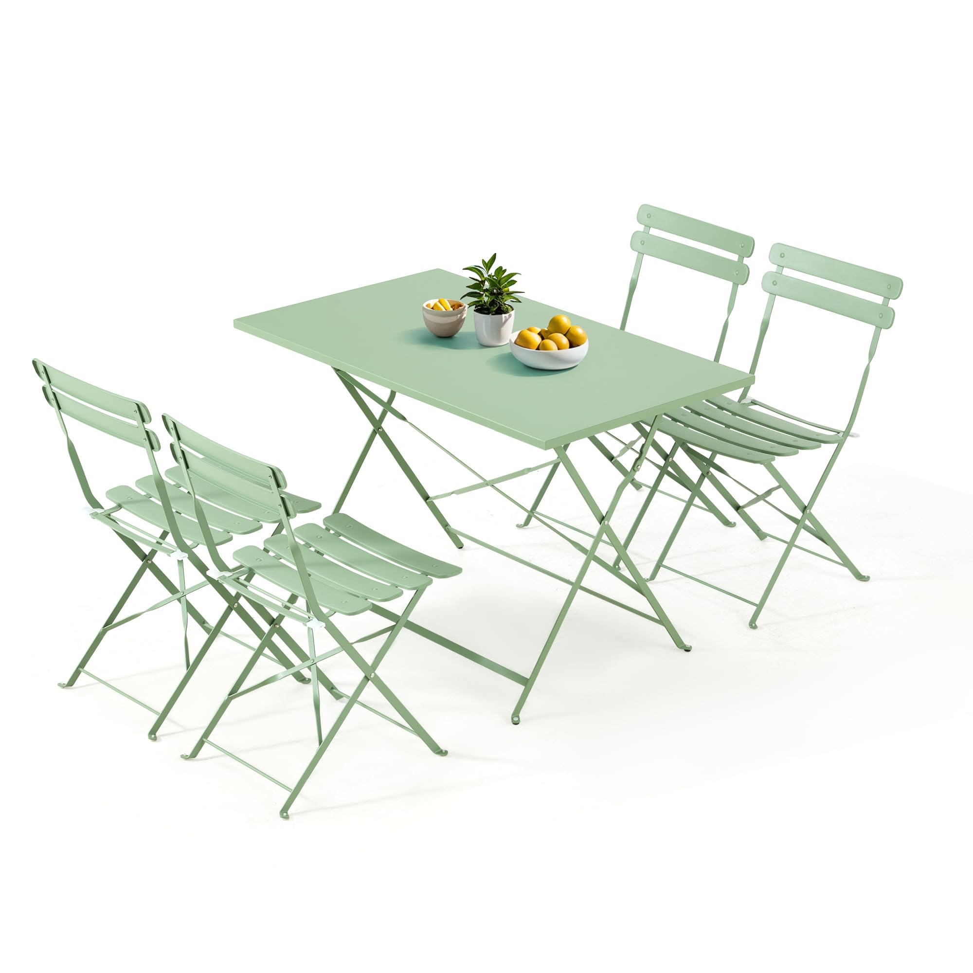 5-Piece Foldable Patio Dining Set - Rectangular Table with 4 Chairs