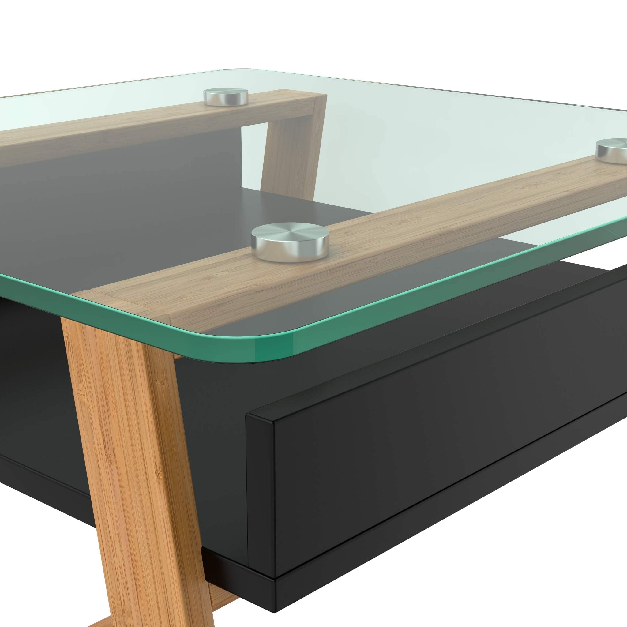 Pablo Glass Top Coffee Table with Bamboo Legs