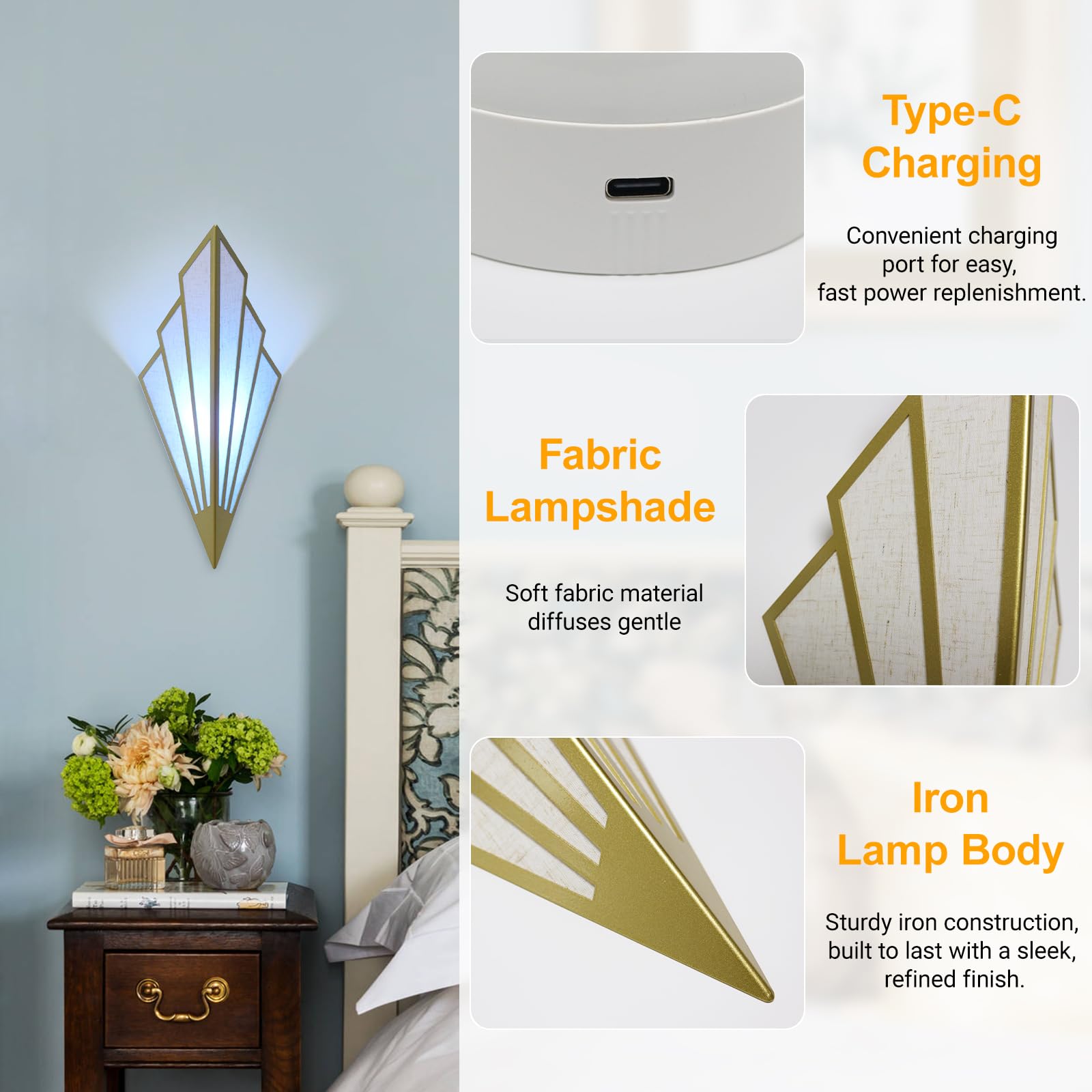 Battery Operated Wall Sconces Set of Two with Remote Control