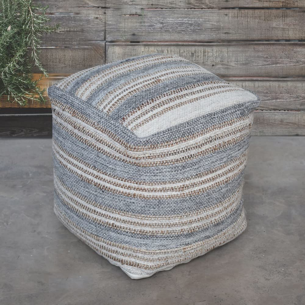 18" Square Wool Pouf Ottoman
