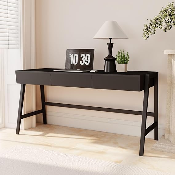 Solid Wood Writing Desk with Drawers