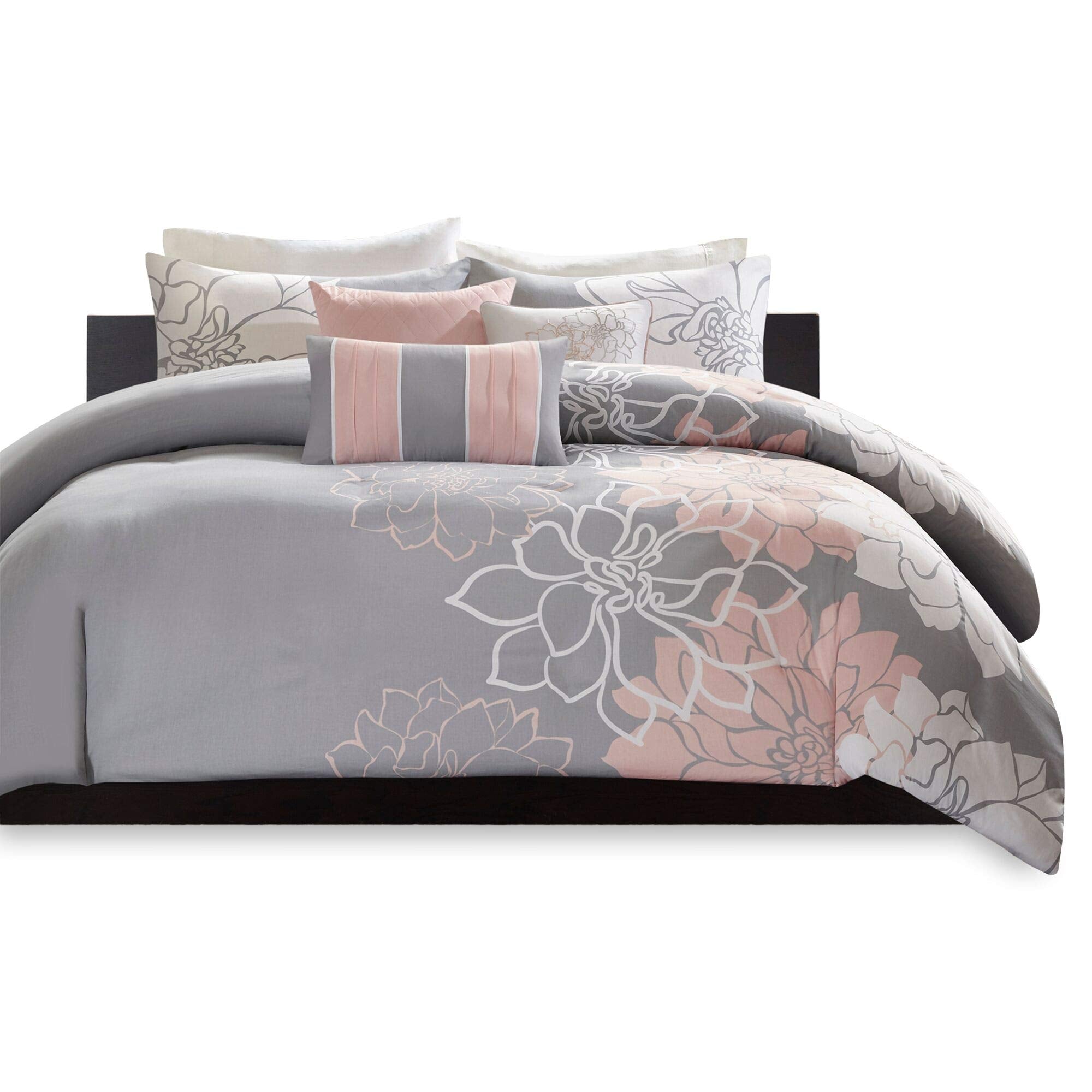 Queen Floral Comforter Set 7 Piece
