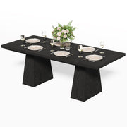 Dining Table for 4-6 People Rectangle with Heavy Duty Legs Black
