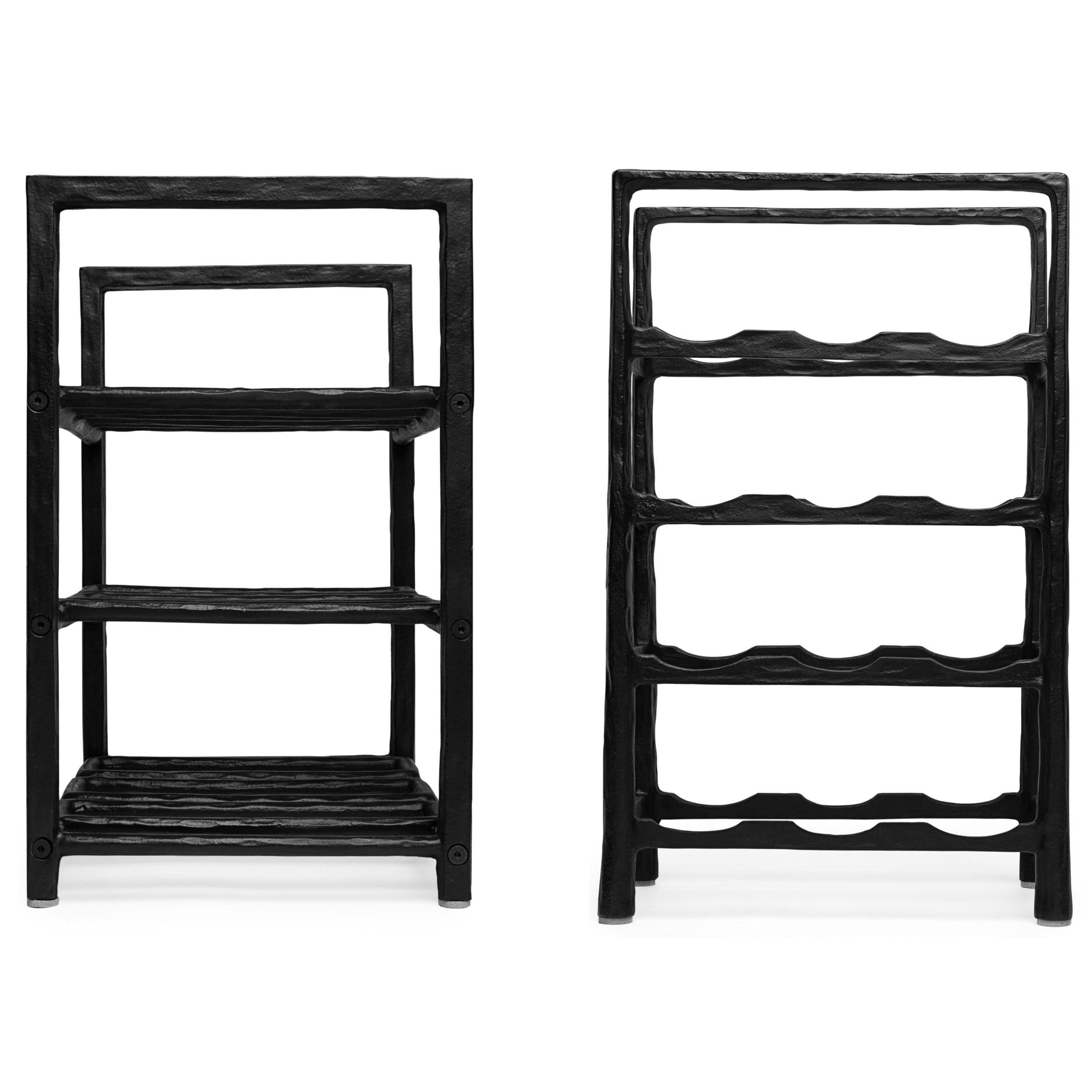 12 Bottle Wine Rack - Free Standing Black Metal