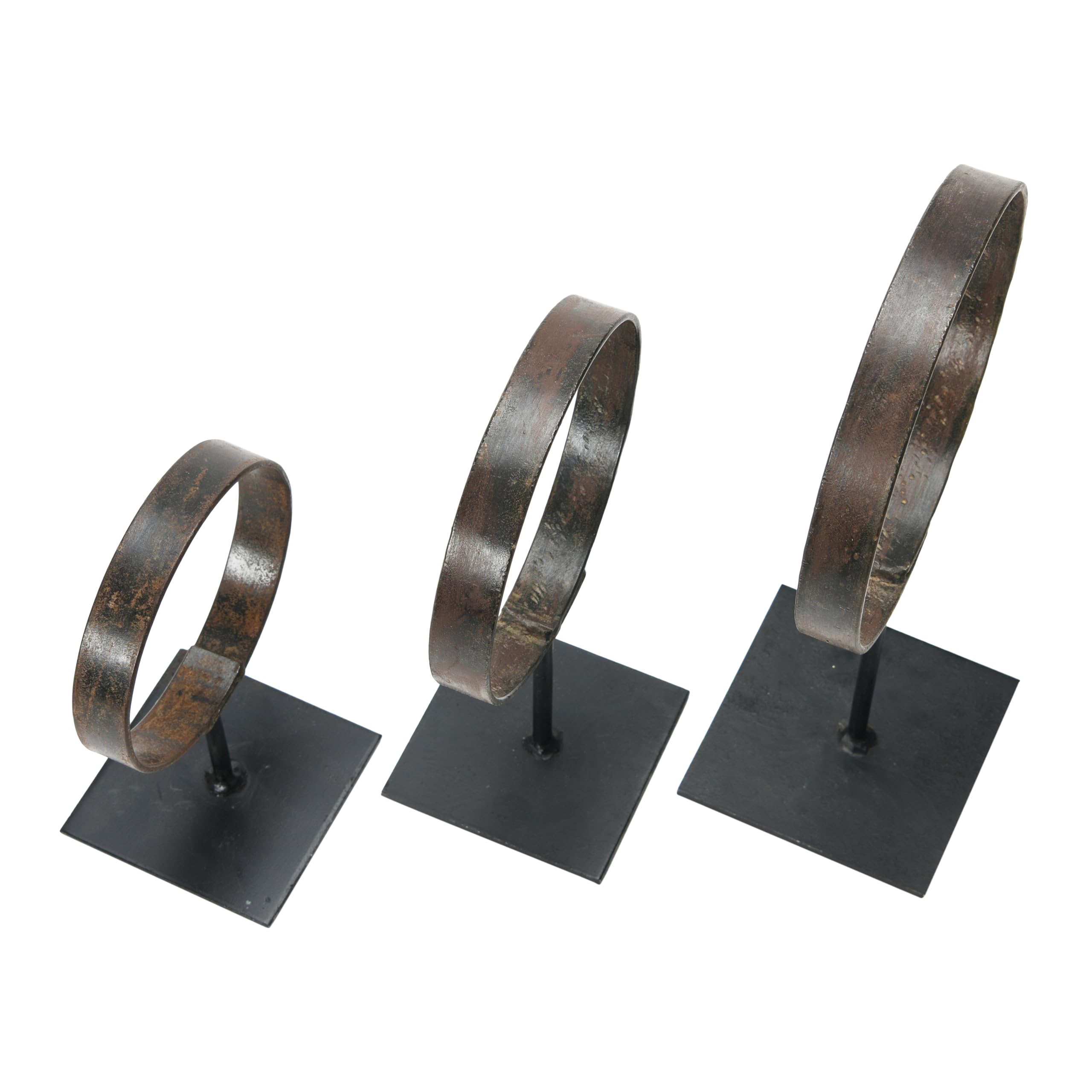 Decorative Metal Rings on Stands Set of 3