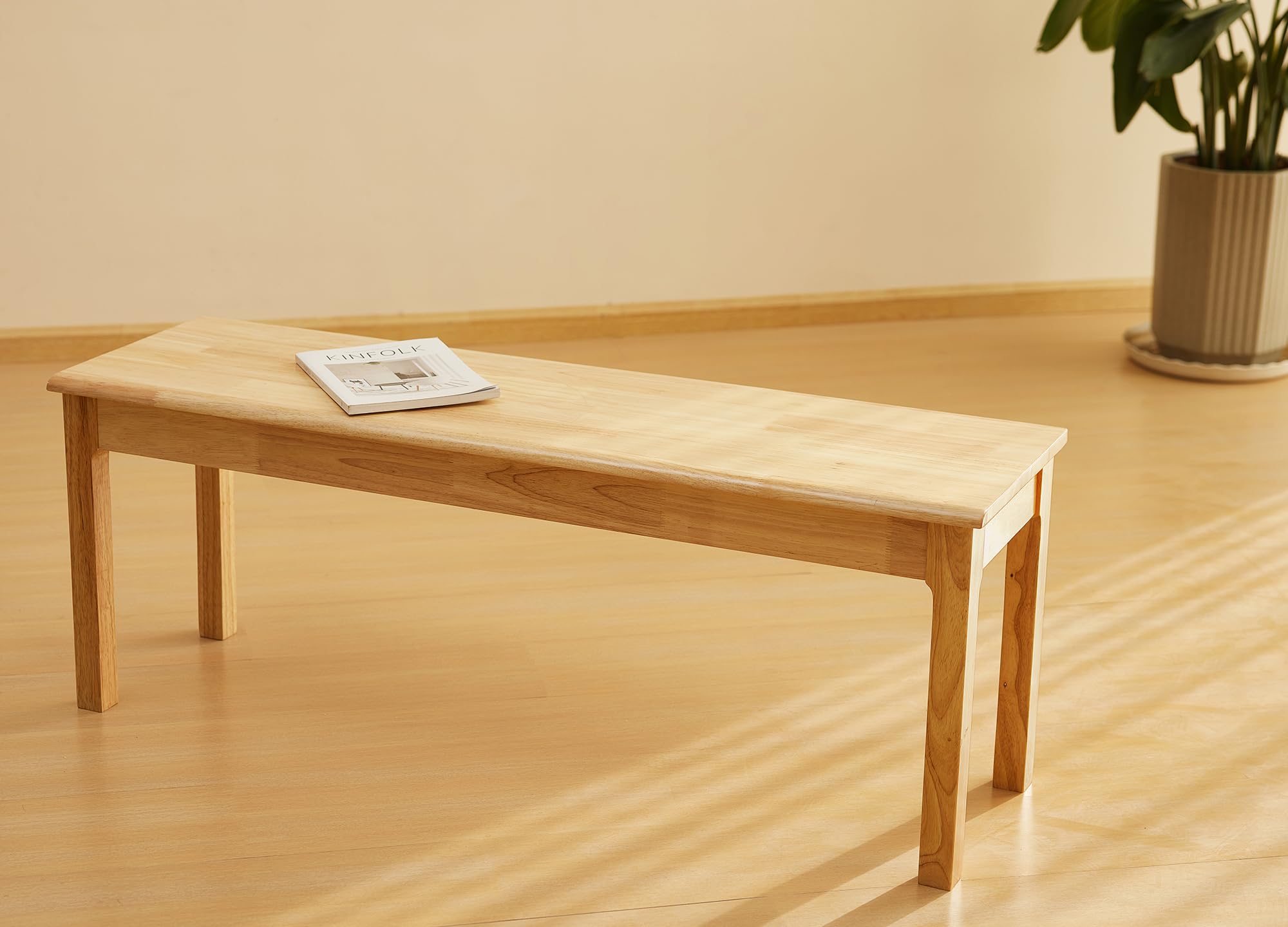 Solid Oak Wood Bench for Entryway and Dining