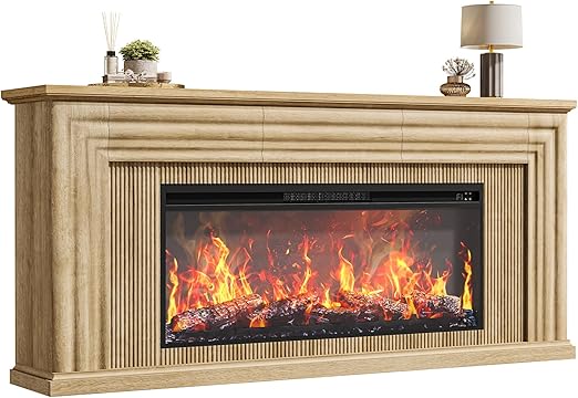 70 Inch Fireplace TV Stand with Electric Fireplace