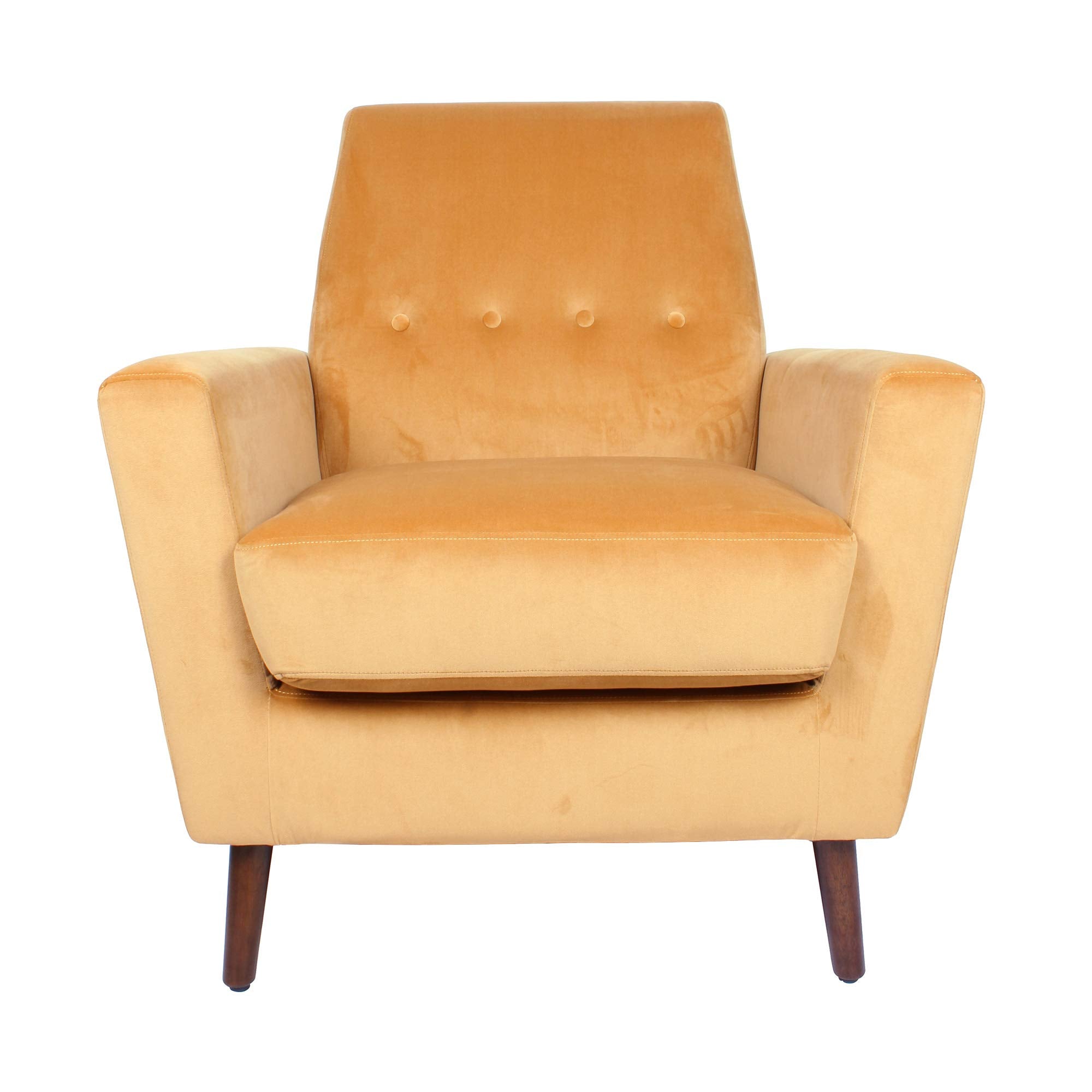 HomePop Mid Century Modern Accent Chair with Button Tufting, Yellow