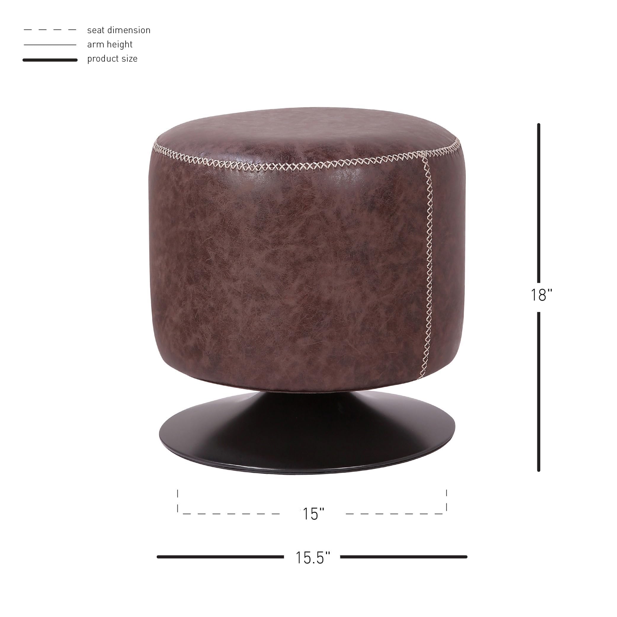Round Swivel Ottoman with PU Leather