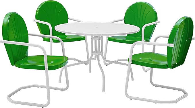 5-Piece Metal Outdoor Dining Set with Round Table and Chairs