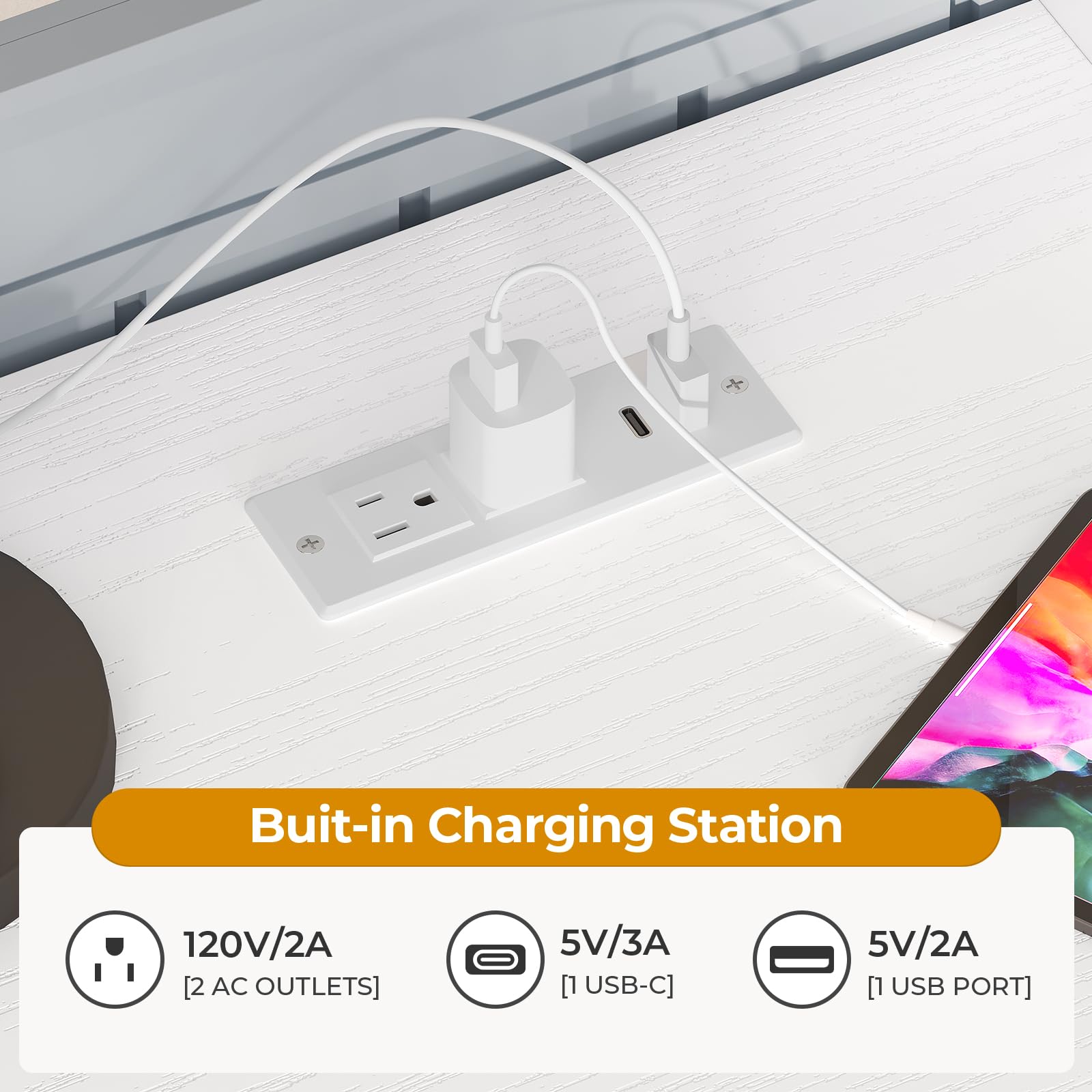 Full Size Loft Bed with U-Shaped Desk and Storage Drawers