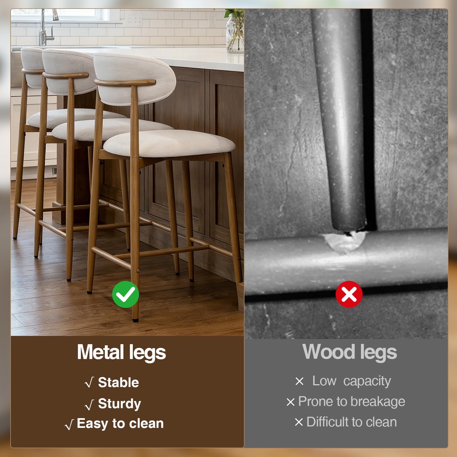 Counter Height Bar Stools Set of 4 Upholstered