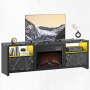 70" Electric Fireplace TV Stand with LED Lights and Storage