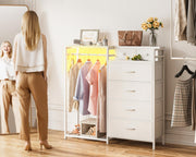 White Dresser with LED Lights and Charging Station