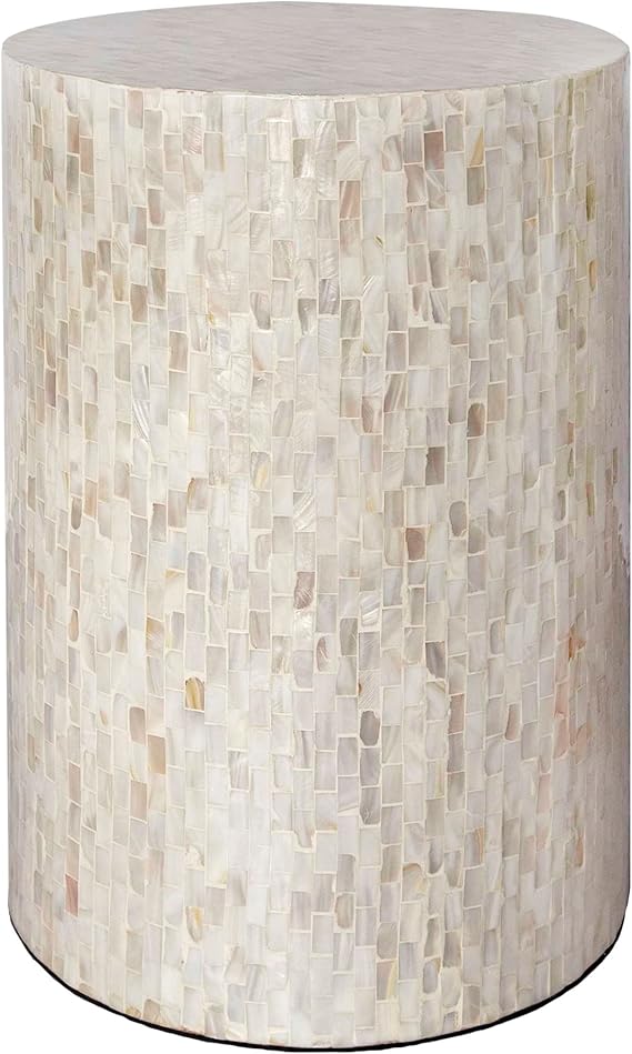 Mother of Pearl Cylinder Drum End Table