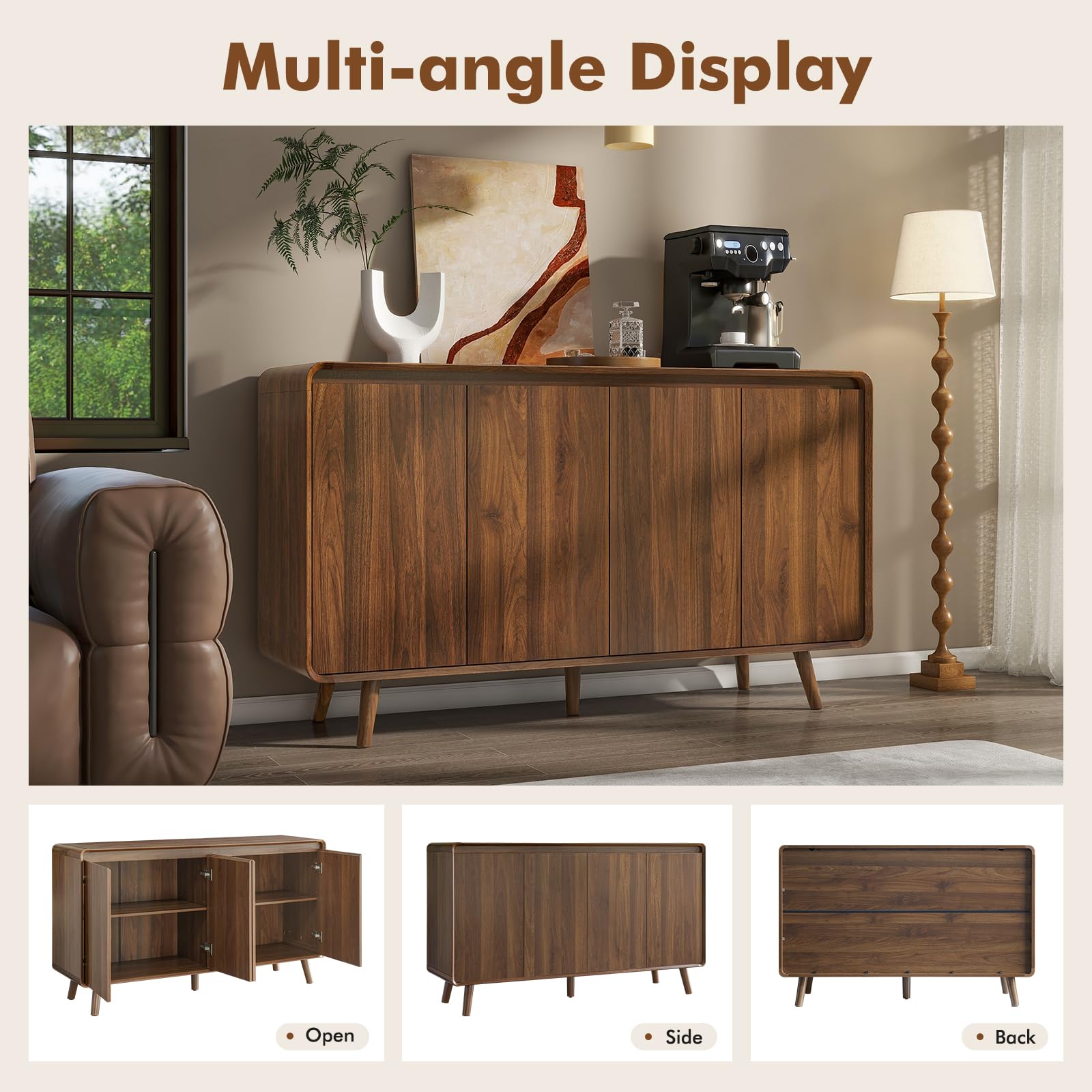 Mid Century Modern Buffet Cabinet with Storage