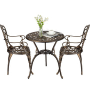 3-Piece Cast Aluminum Bistro Set with Umbrella Hole