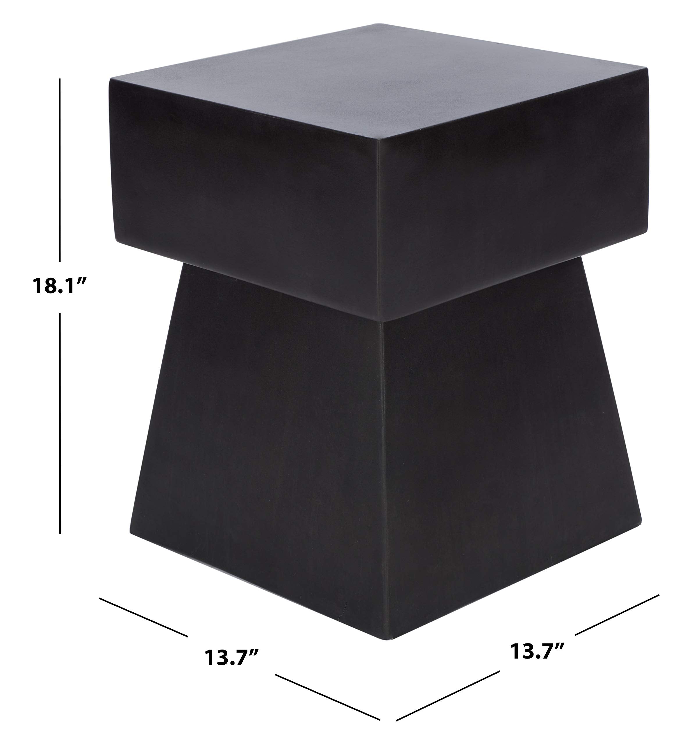Modern Concrete Accent Table - Black Square End Table