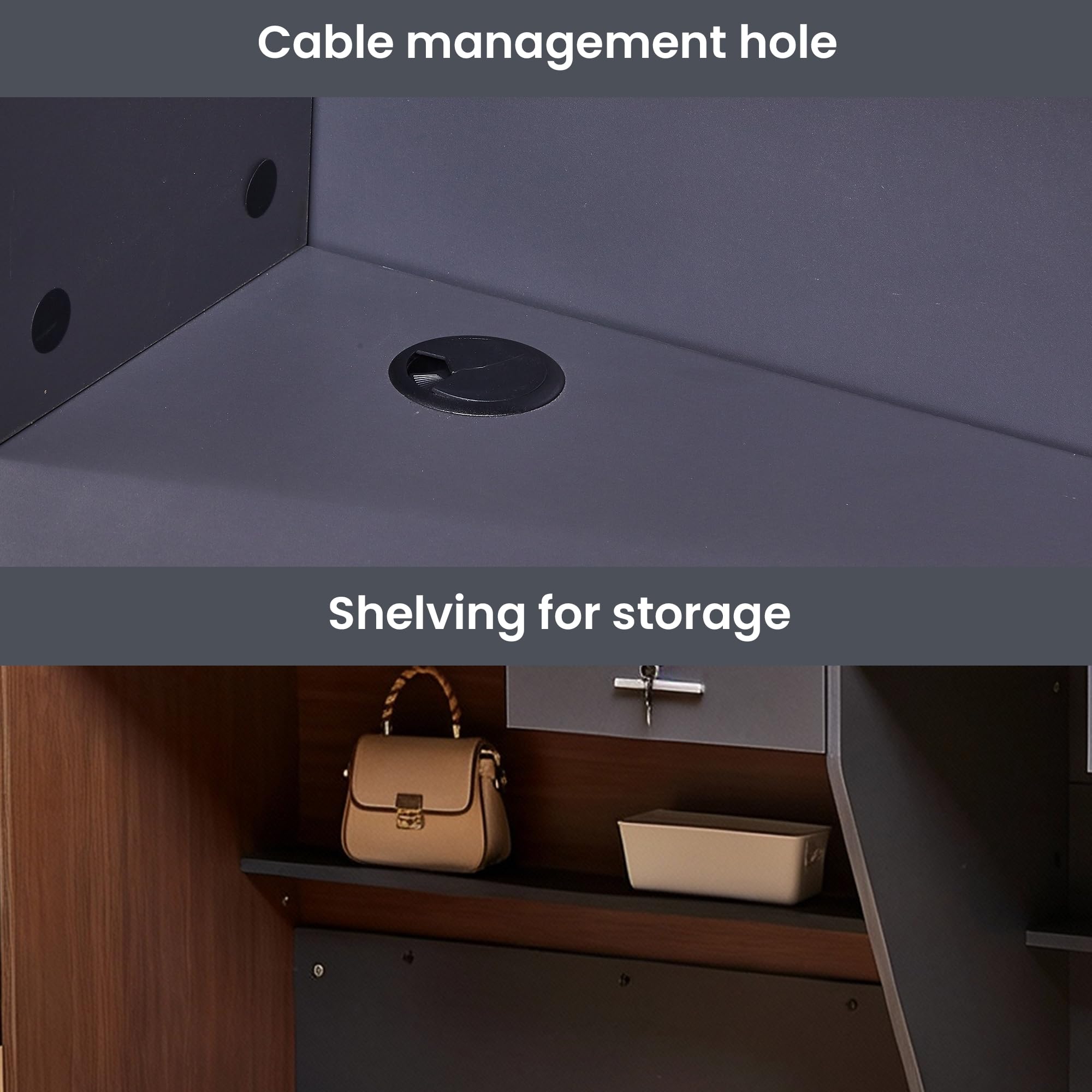 Modern Reception Desk with Lockable Drawer and Keyboard Tray