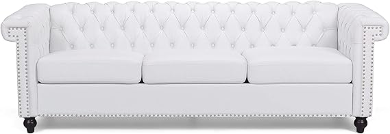 Tufted Chesterfield Faux Leather 3 Seater Sofa