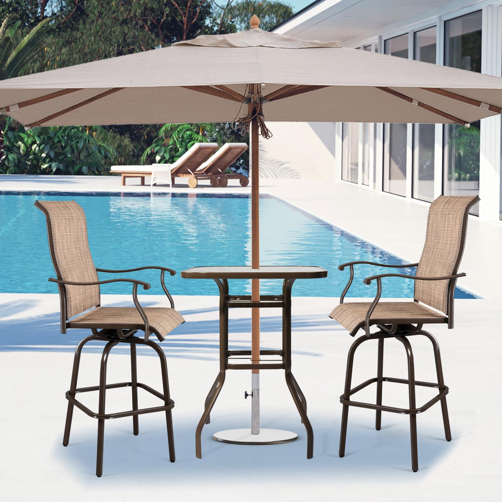 Outdoor Bar Table with Umbrella Hole