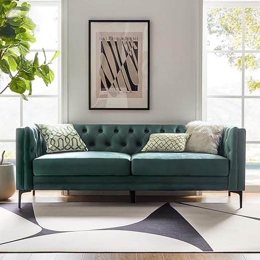84" Faux Leather Sofa Camel