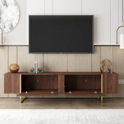 71" TV Stand with Gold Legs and Storage Doors