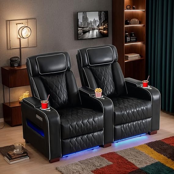 Luxury Home Theater Seating Power Recliner with LED Lighting