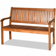 Eucalyptus Outdoor Loveseat Bench with Curved Armrests