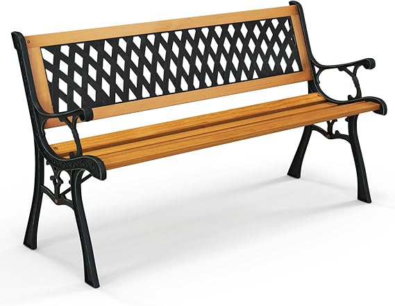 Cast Iron & Hardwood Outdoor Garden Bench