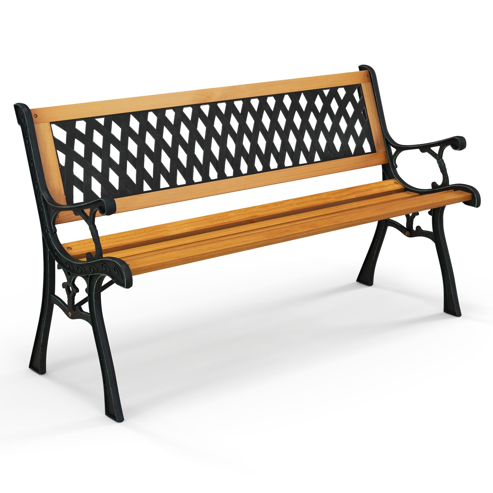Cast Iron & Hardwood Outdoor Garden Bench