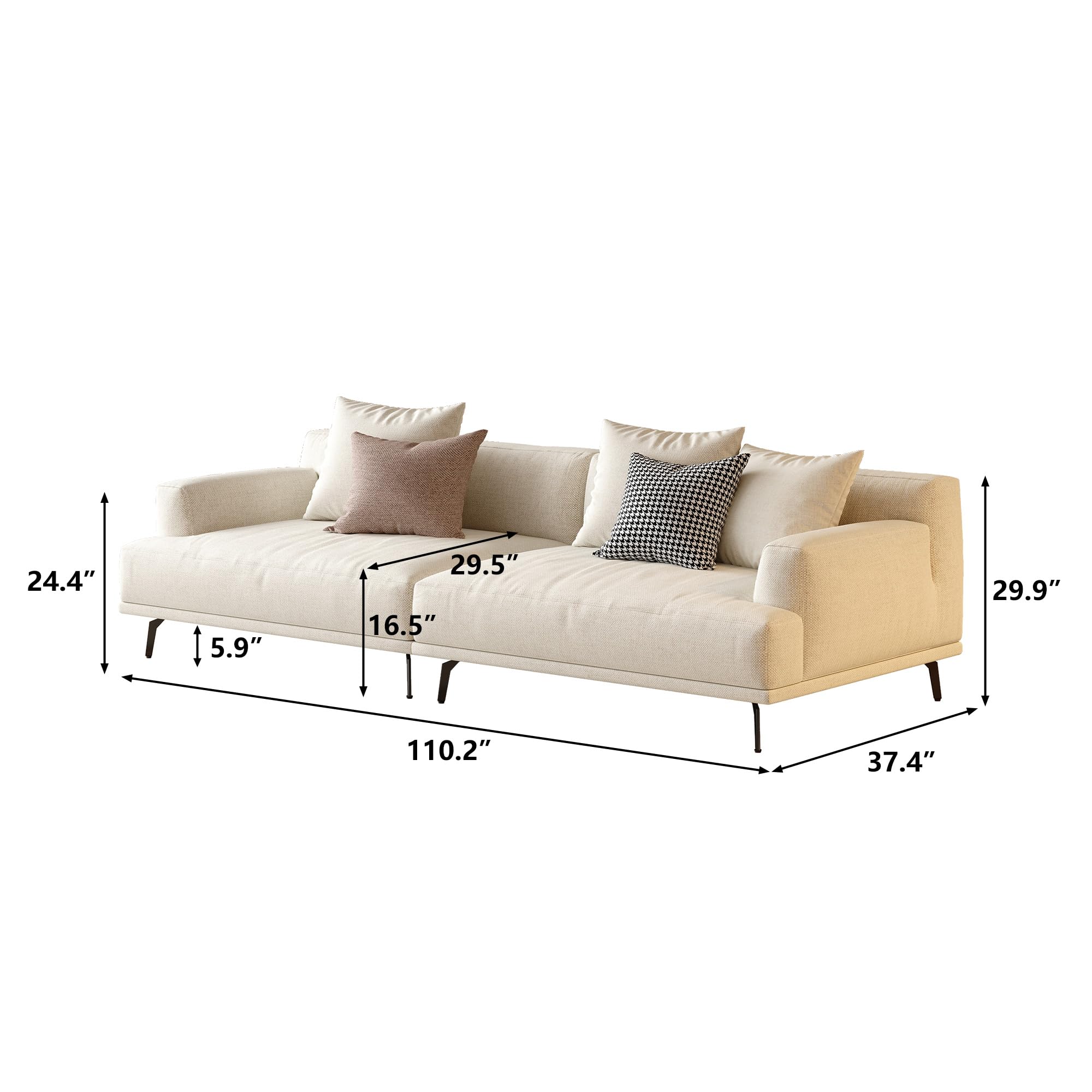 110.2" Modern Sectional Sofa with Deep Seat